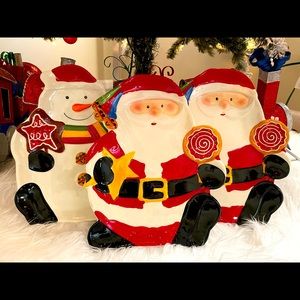 ☃️🎅🏼3-Hand Painted Ceramic Christmas Candy Dishes☃️🎅🏼